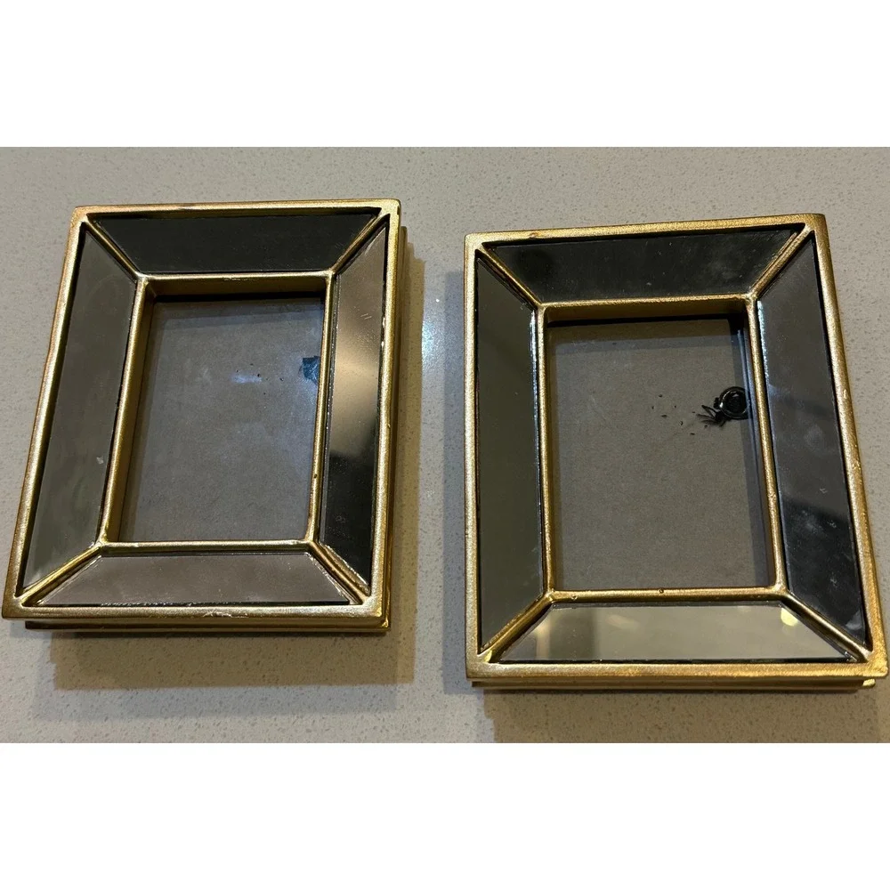 Mirrored Gold Accent Photo Frames Desktop‎ Display 5